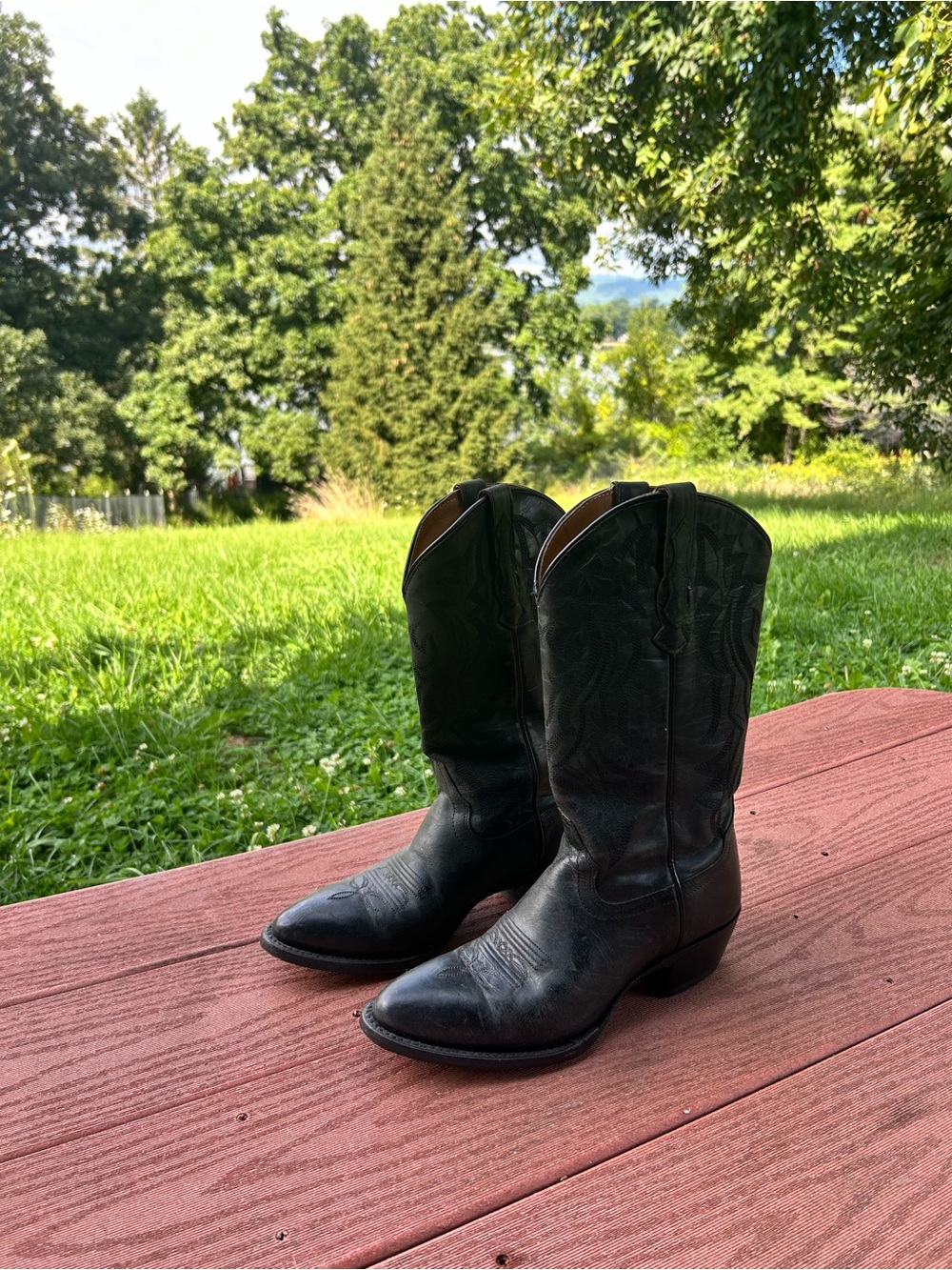 Shyanne Black Western Women's Leather Cowboy Booties